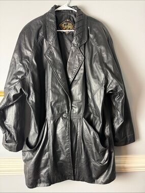 Vintage Oversized Black Leather Blazer Jacket - G-3 80s. Beautiful